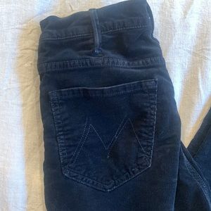 Mother denim hustler black corduroy cropped jeans